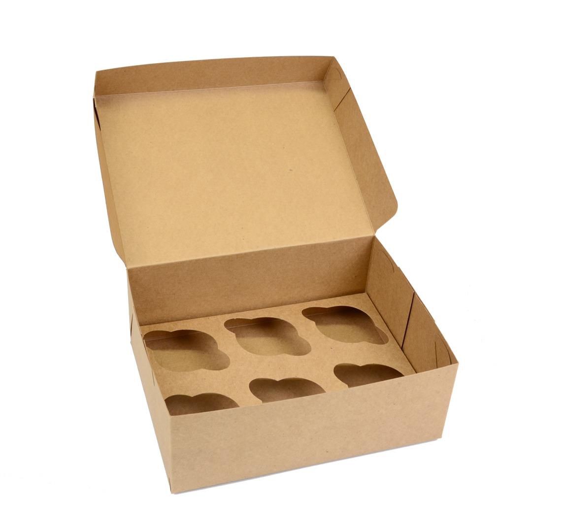 Ref 102 Kraft - Caixa 6 Cupcakes - 24x18,5x9 cm