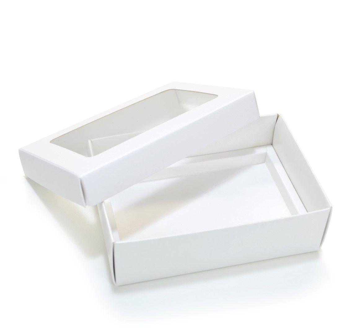 Ref 019 Branca - Caixa p/ 6 Brigadeiro Gourmet Pelotines - c/ visor na tampa - 13x9x4 cm