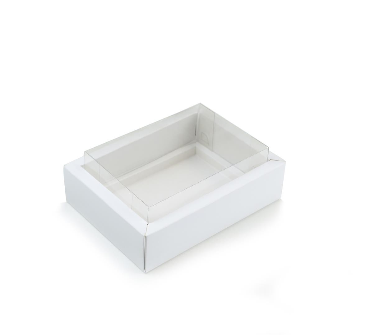 Ref 139 Branca ALTA - Caixa c/ tampa Transparente p/ 6 Brigadeiro Gourmet Pelotines - 13x9x5,5 cm
