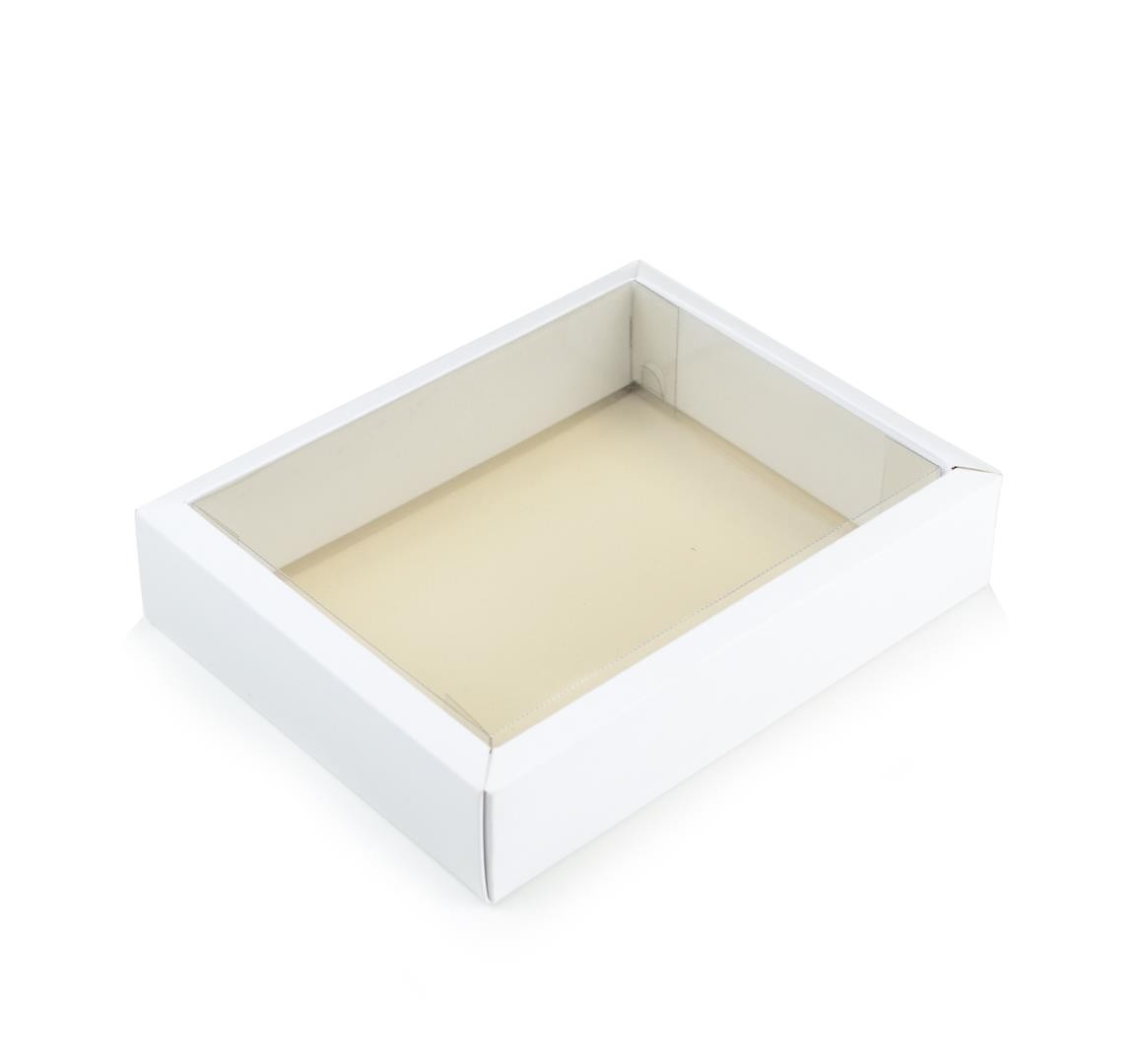 Ref 141 Branca ALTA - Caixa c/ tampa Transparente - 17x13x4 cm