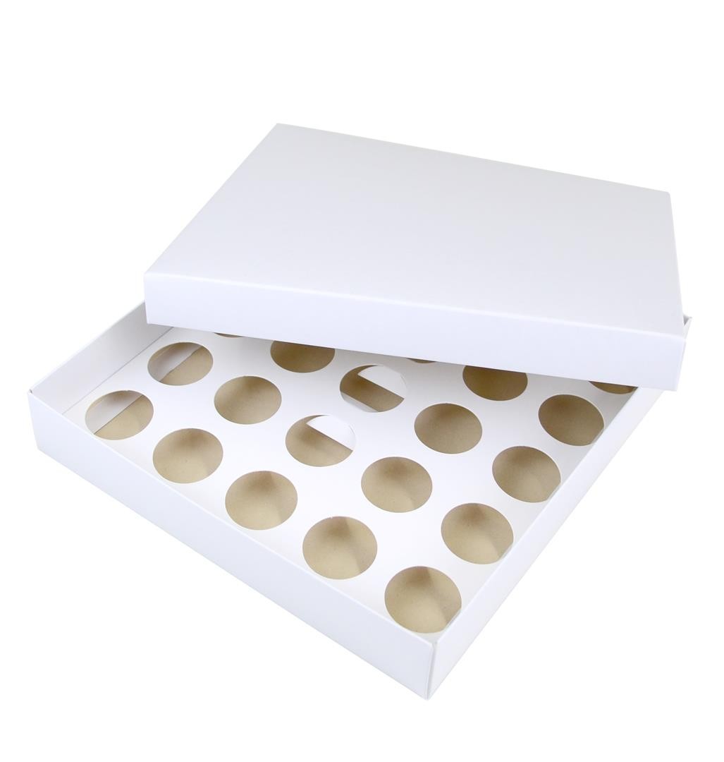 Ref 154 Branca - Caixa p/ 25 Brigadeiros Gourmet Nº 4 e Nº 5 c/ tampa papel - 23x21x4 cm