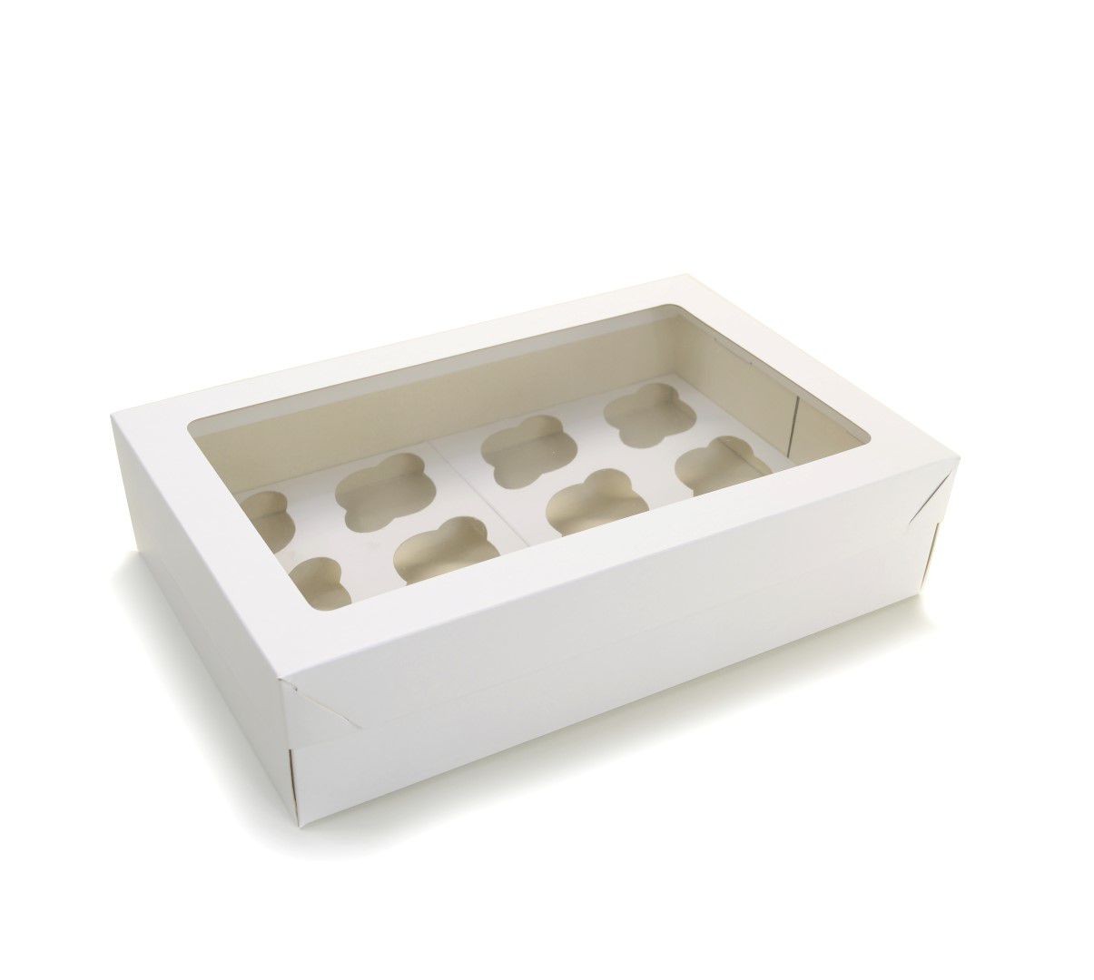 Ref 106 Branca - Caixa 12 Cupcakes c/ Visor Transparente - 37x24x9 cm