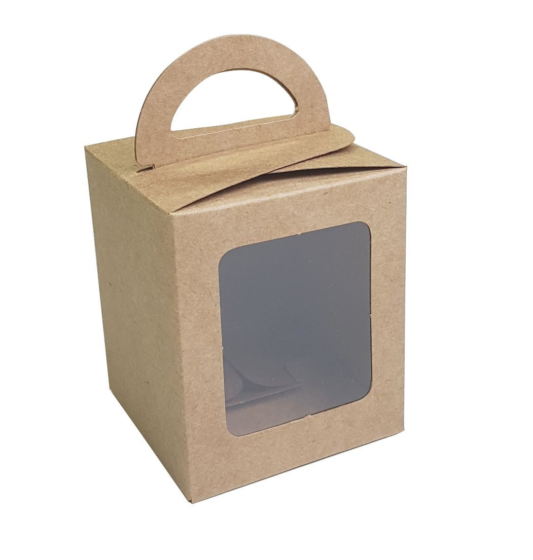 Ref 063 Kraft - Maleta Cupcake c/ visor - 7,5x7,5x9 cm