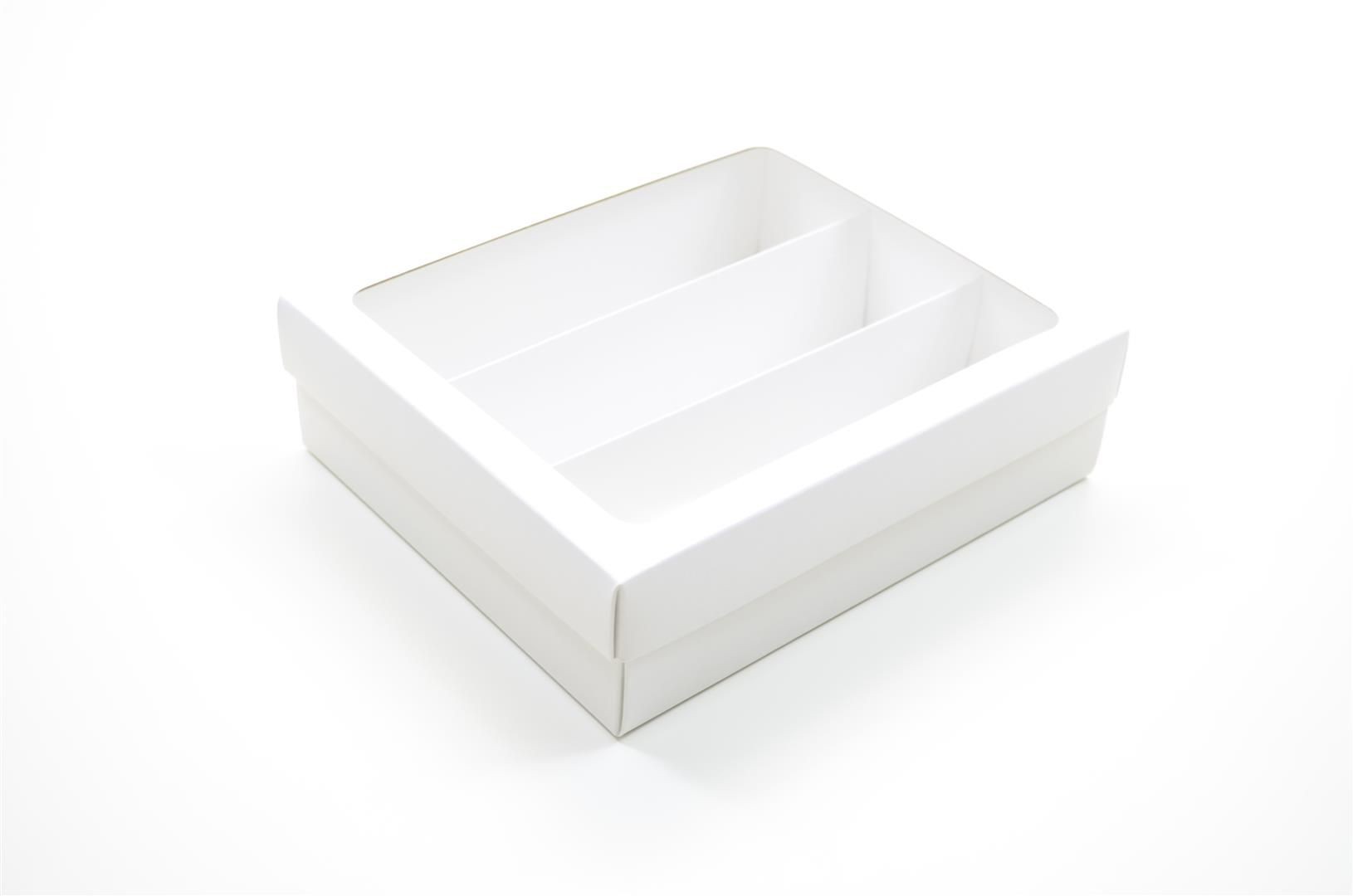 Ref 025 Branca - Caixa p/ Garrafa e Taça c/ visor - 22x18,5x6,5 cm