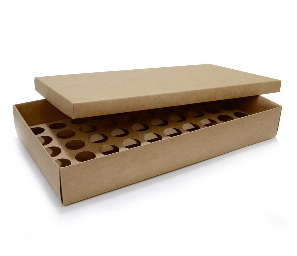 Ref 132 Kraft Alta - Caixa p/ 50 Brigadeiro Gourmet Nº4 - c/ tampa papel - 43x23x6,5 cm