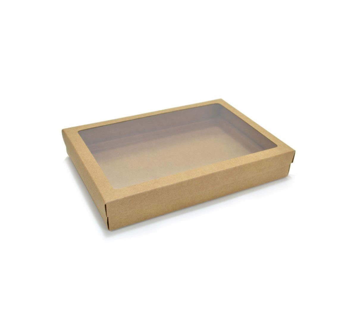 Ref 049 Kraft - Caixa p/ 24 Brigadeiro Gourmet Pelotines - c/ visor na tampa - 25x17x4 cm