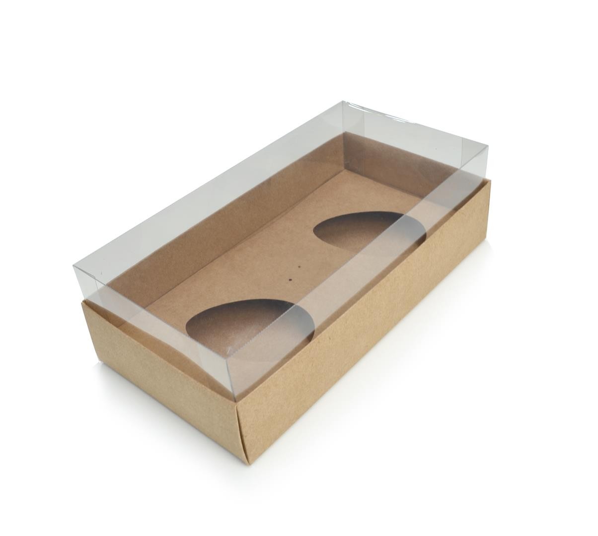 Ref 005 Kraft - Caixa Ovo Duplo Atravessado 100/150 gr. c/ tampa ALTA - 25x13x7,5 cm