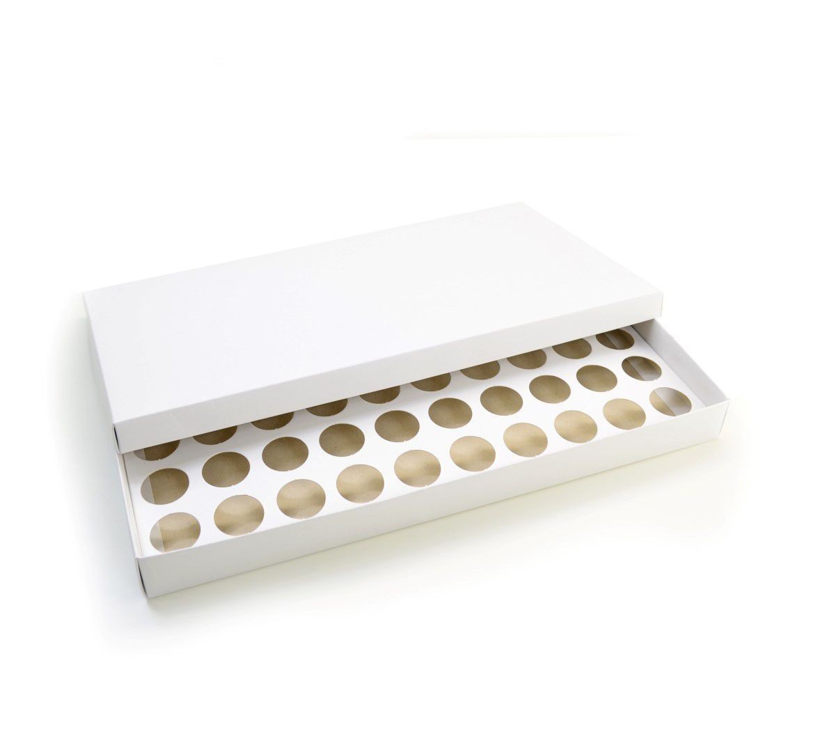 Ref 132 Branca - Caixa p/ 50 Brigadeiro Gourmet Nº4 - c/ tampa papel - 43x23x4 cm