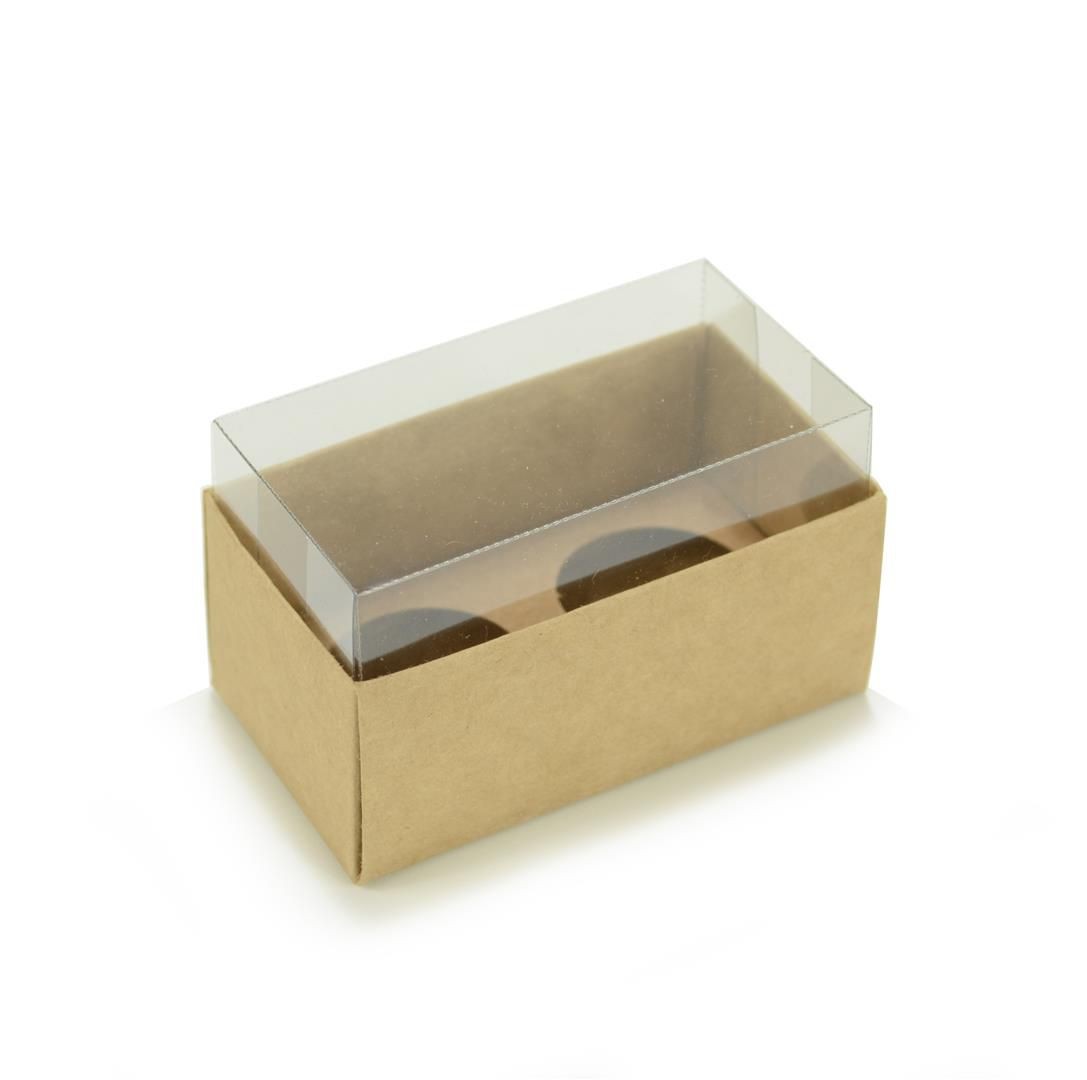 Ref 134 Kraft - Caixa p/ 2 Brigadeiro Gourmet Nº4 c/ tampa ALTA - 9x5x5,2 cm